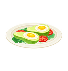 Avocado With Fried Eggs Tasty Food Dish