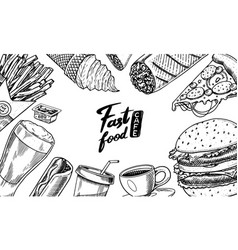 Vintage fast food background Royalty Free Vector Image