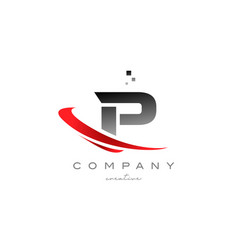 P Alphabet Letter Logo Icon With Red Swoosh