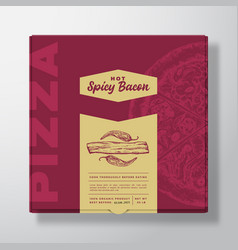 Pizza With Spicy Bacon Realistic Cardboard Box