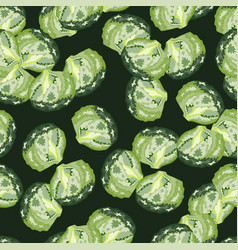 Seamless Pattern Iceberg Salad On Dark Background