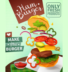 3d Hamburger Ad Poster