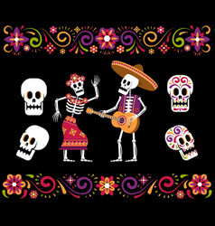 Day Of Dead Skeleton Sugar Skull And Mexican