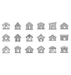 Dog Kennel Icons Set Outline Pet Accessory