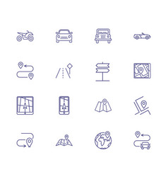 Road Trip Line Icon Set