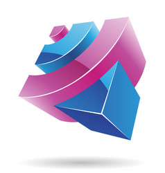 3d Abstract Glossy Metallic Logo Icon Of Magenta