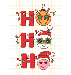 Christmas Poster With Groovy Retro Snowman Smile