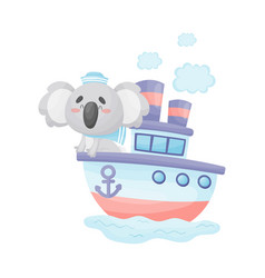 Cute Koala Sailing On Steamer