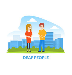 Deaf Man And Woman Talking To Each Other