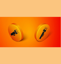 Isometric Flashlight Icon Isolated On Orange