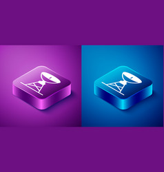 Isometric Satellite Dish Icon Isolated On Blue