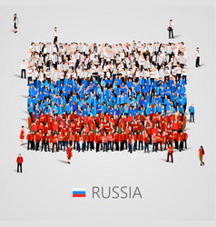 Large Group Of People In The Russia Flag Shape