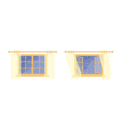 Open And Closed Window On White Background