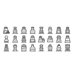 Pepper Shaker Icons Set Outline Glass