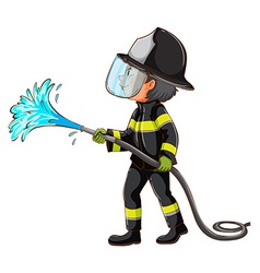 A Simple Drawing Of Fireman Holding Hose