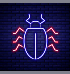 Glowing Neon Line Colorado Beetle Icon Isolated