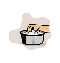 Hand Stirring Bowl Of Rice Powder For Making