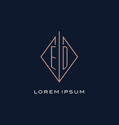 Monogram Ed Logo With Diamond Rhombus Style