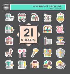 Sticker Set Medieval Related To War Era Symbol