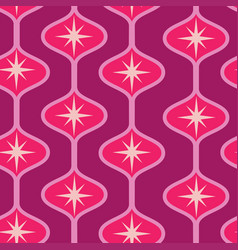 Atomic Starbursts On Red Ogee Seamless Pattern