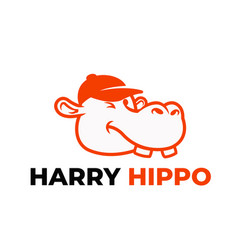 Harry Hippo Head Wearing Cap Animal Cartoon Mascot