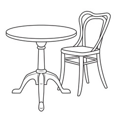 Classic Wooden Chair And Table Black White