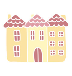 Cute Yellow House Simple Hand Drawn Cartoon Flat