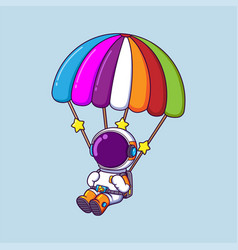 Astronaut Cartoon Character Skydiving