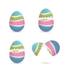 Cracked Easter Eggs With Stripes Set