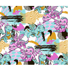 Cute Dragons Seamless Abstract Pattern