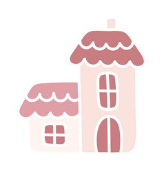 Cute Pink House Cartoon Flat Kawaii Hut Simple