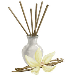 Diffuser With Vanilla Flowers And Sticks Hand