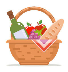 Picnic Basket With Fruit And Wine Holiday Dinner