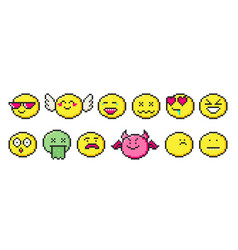 Retro Game 8 Bit Pixel Art Emoji Icon Set