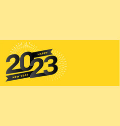 Happy New Year Yellow Banner With 2023 Lettering