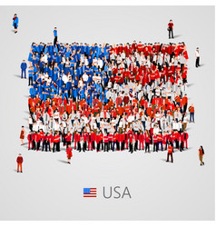 Large Group Of People In The Usa Flag Shape