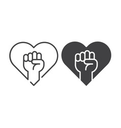 Love Power Concept Heart With Fist Icon Template