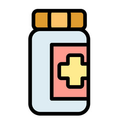 Plastic Pills Jar Icon Flat