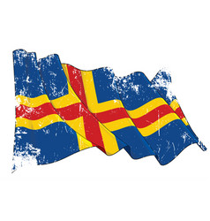 Textured Grunge Waving Flag Of Aland