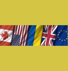 Wavy Flags Of Canada Usa Ukraine United Kingdom