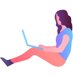 Woman Working Laptop Flat Icon Isolated