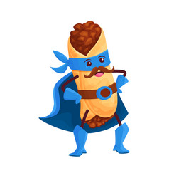 Cartoon Tex Mex Food Burrito Superhero Character