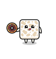 An Tempeh Character Eating A Doughnut