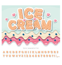 Ice Cream Wafer Font Cute Cartoon Alphabet Paper