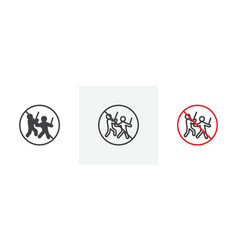 No Fight Sign Icon Set Conflict Violence