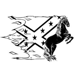 Black Silhouette Of Horse With Confederate Flag