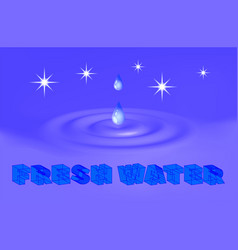 Fresh Water Label With Drops And Luminous Stars