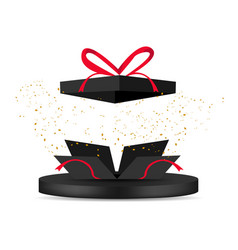 Black Gift Box Bomb With Glitter And 3d Podium