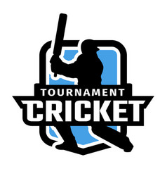 Cricket Sport Logo With Player Silhouette