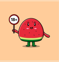 Cute Cartoon Watermelon Holding 18 Plus Sign Board